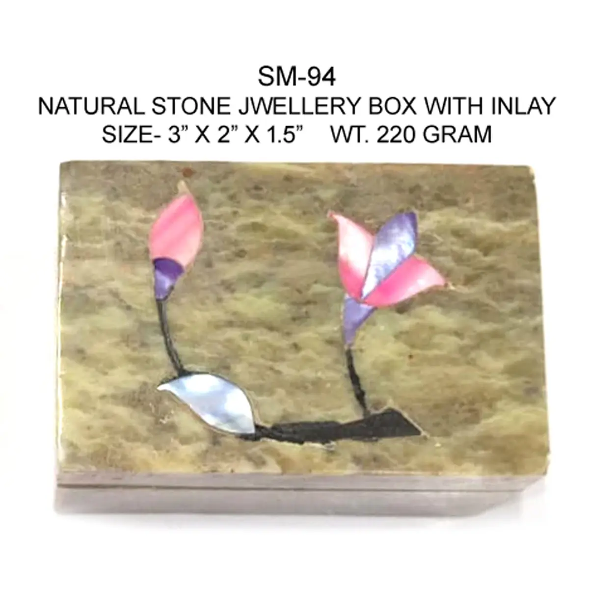 NATURAL STONE JEWELLERY BOX WITH INLAY